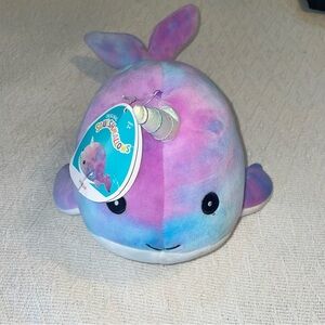 Squishmallows Narwhal Plush Stuffed Hallie Tie Dye Purple Pink Blue White Galaxy